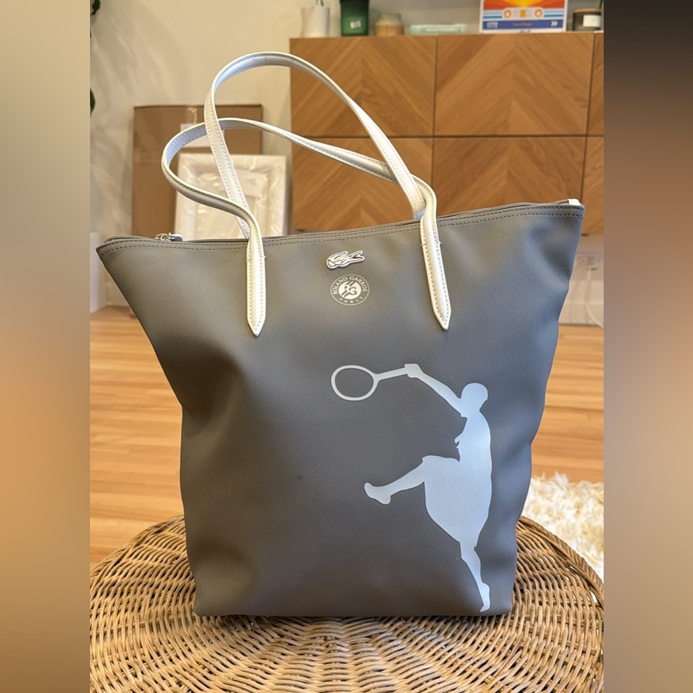 Roland Garros x Lacoste grey purse. New with tag.